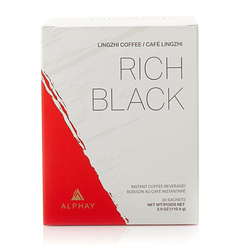 RICH BLACK | Organic Arabica Black Coffee with Reishi, Maitake, Shiitake and Cordyceps Mushroom Extract | 30 Packets